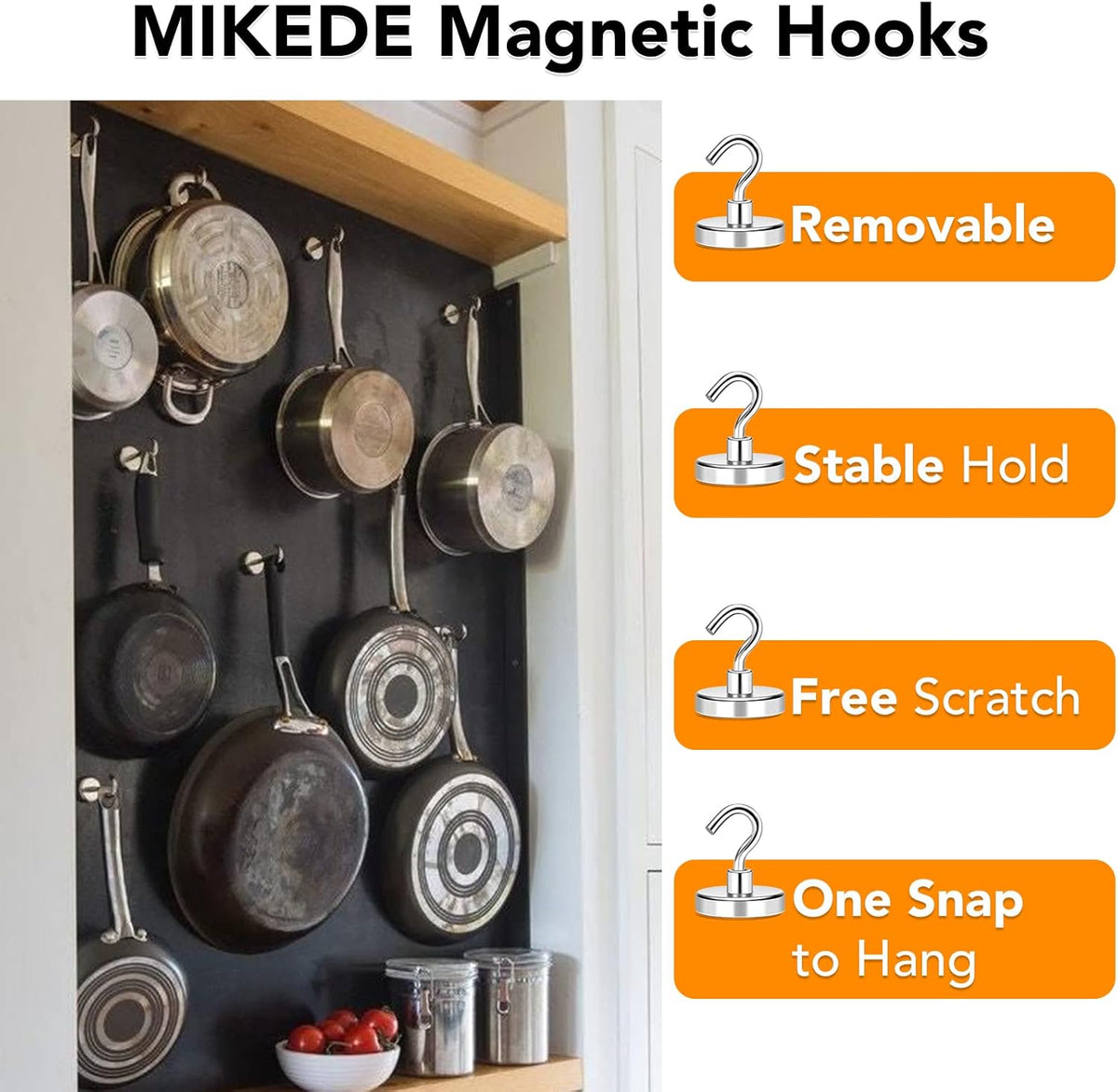 MIKEDE Magnetic Hooks Heavy Duty, 170Lbs+ Super Strong Magnet Hooks for Cruise Essentials