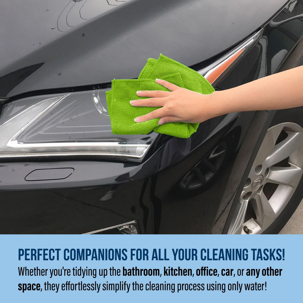 GREEN LIFESTYLE Chamois Cloth, Microfiber Cleaning Cloth 150 Pack, Borderless Towels Cleaning, Car