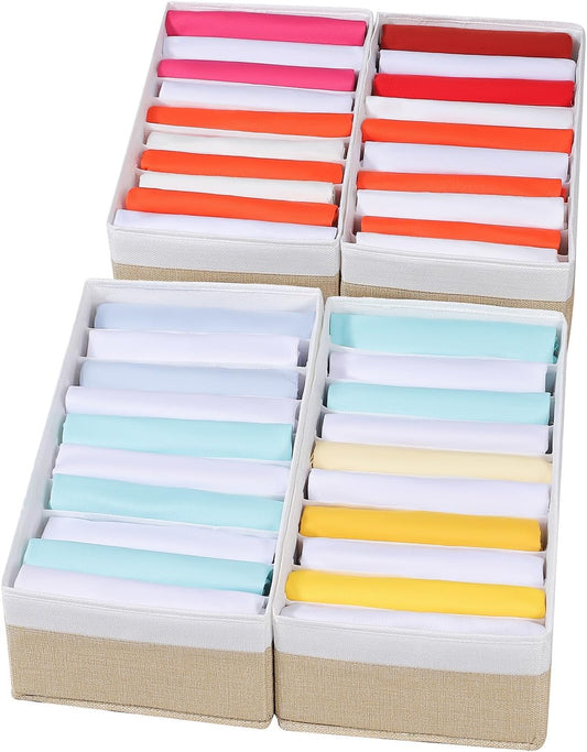 4 Packs T-shirt Drawer Organizers for Clothing,10 Grids Compartment Wardrobe Storage Box, Clothes