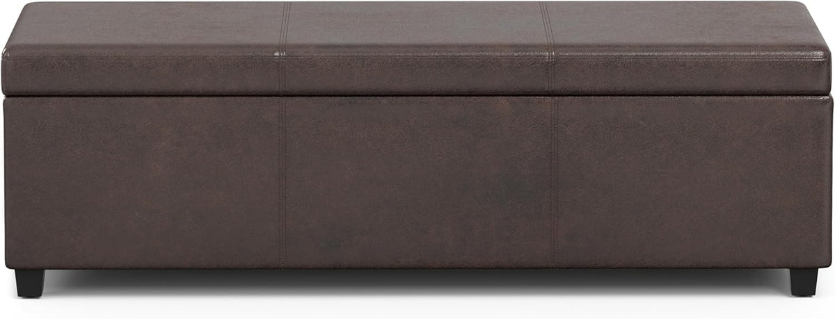 SIMPLIHOME Avalon 54 inch Wide Contemporary Rectangle Extra Large Storage Ottoman Bench in