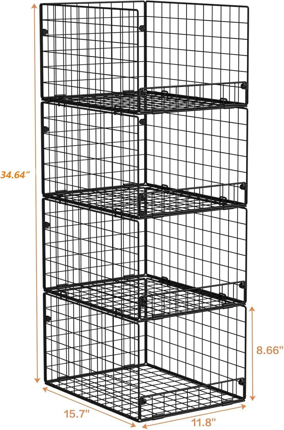 4-Tier Stackable Closet Organizers and Storage Shelves, Foldable Closet Shelf Organizer System