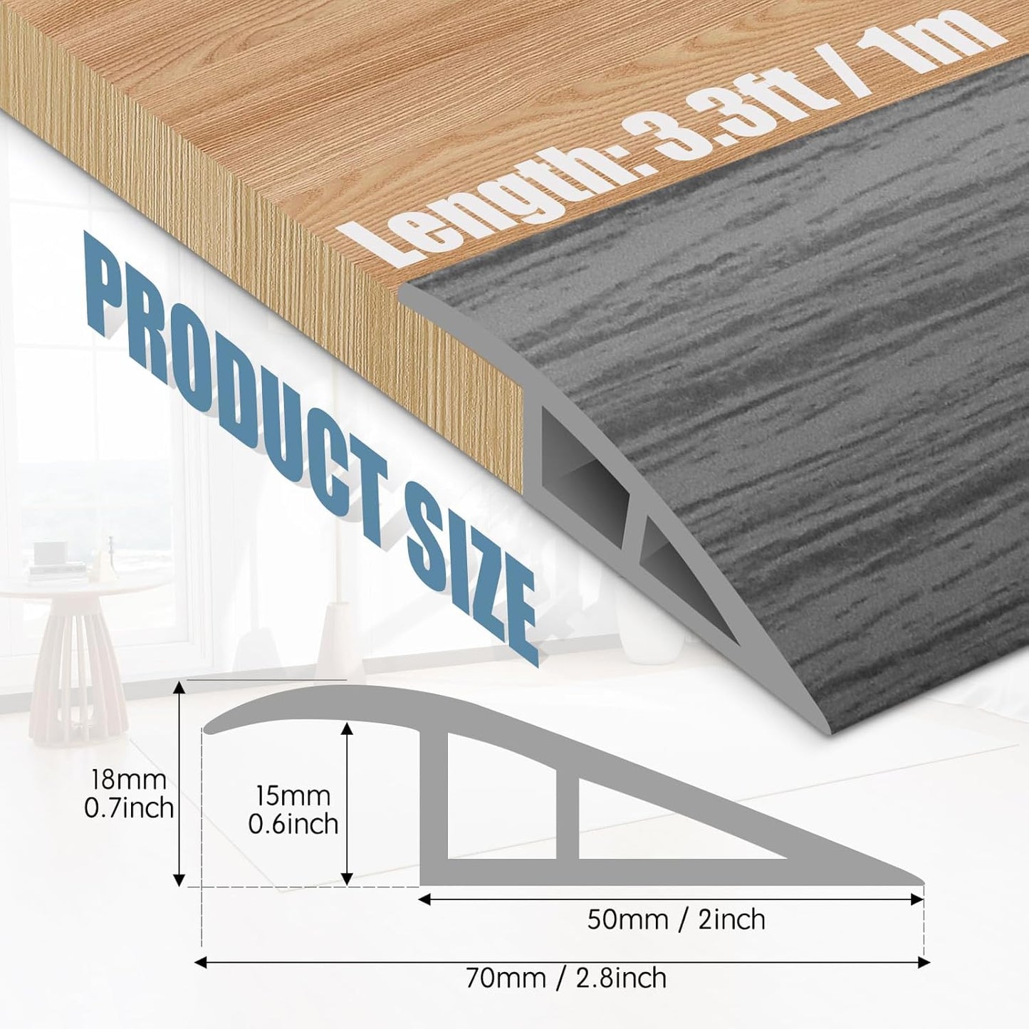 Floor Transition Strip Door Threshold 39" Floor Transition Reducer Trim on The Edges Threshold