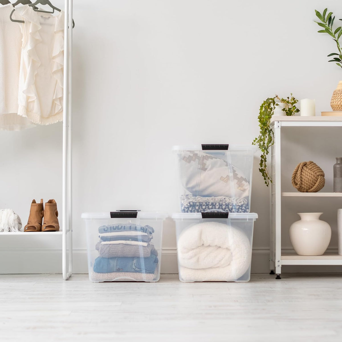 IRIS USA 2-Pack Storage Bins with Lids, 72 Quart, Made in USA Stackable See-Through Organizing