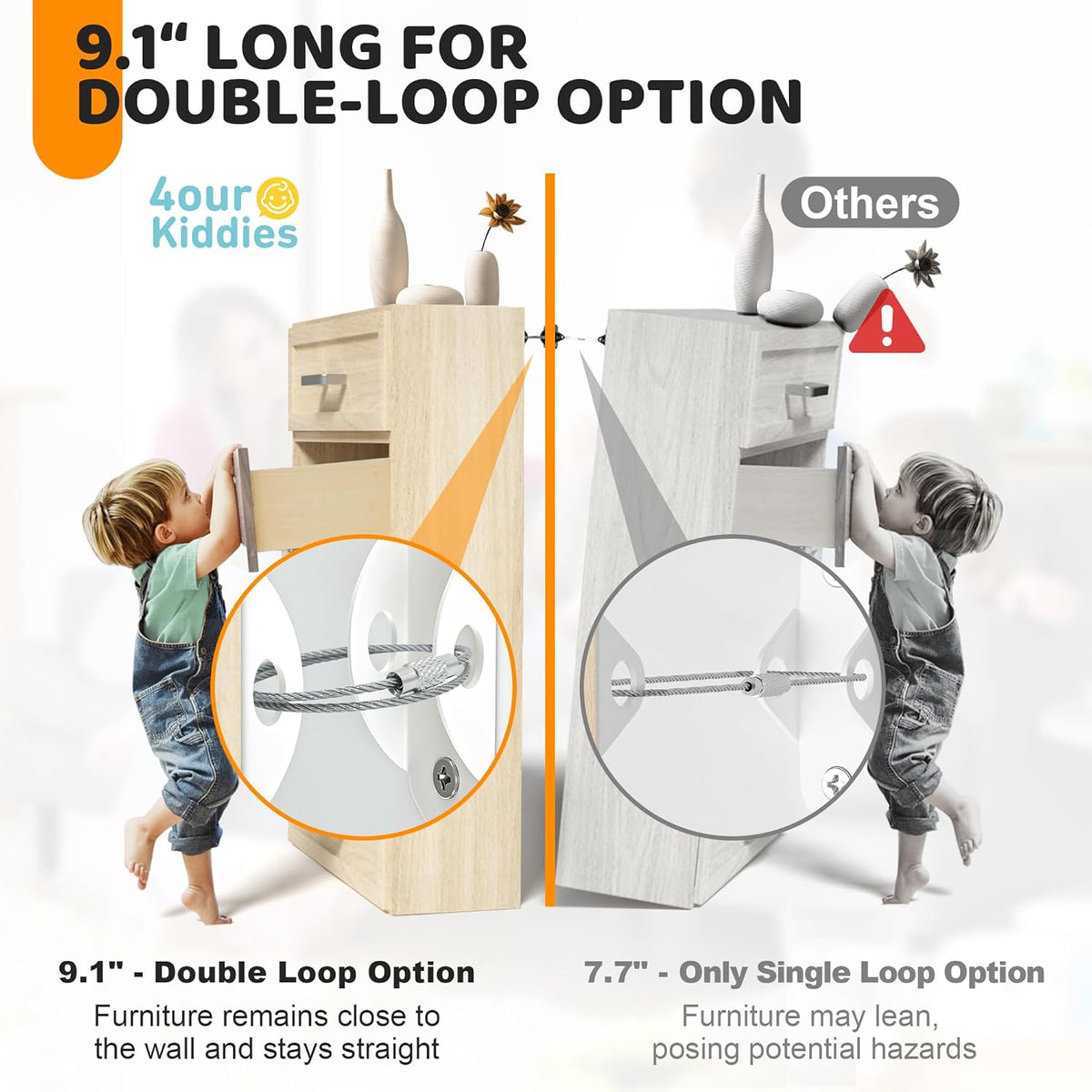 10 Pack Furniture Wall Anchors for Baby Proofing, Anti Tip Furniture Anchors, Secure 400 Pound