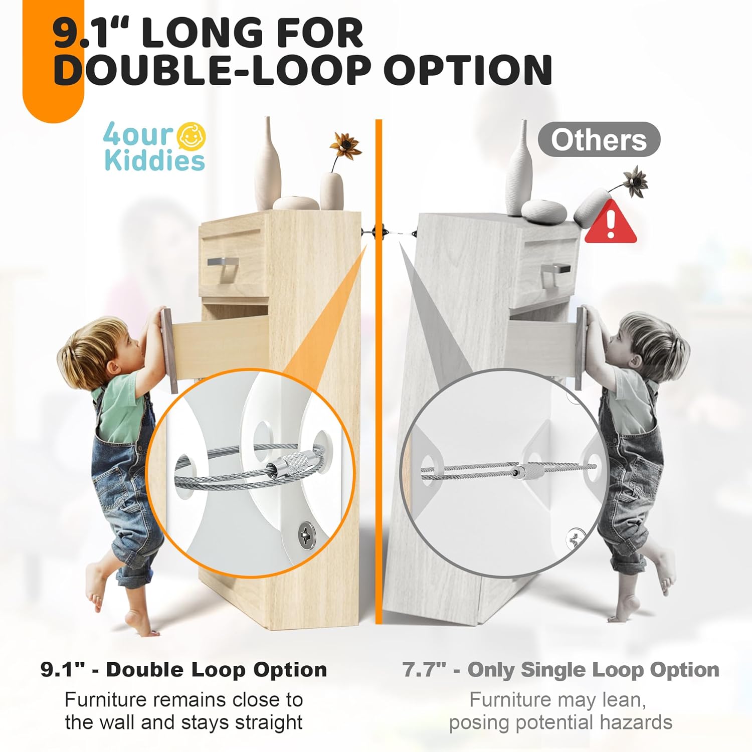 10 Pack Furniture Wall Anchors for Baby Proofing, Anti Tip Furniture Anchors, Secure 400 Pound
