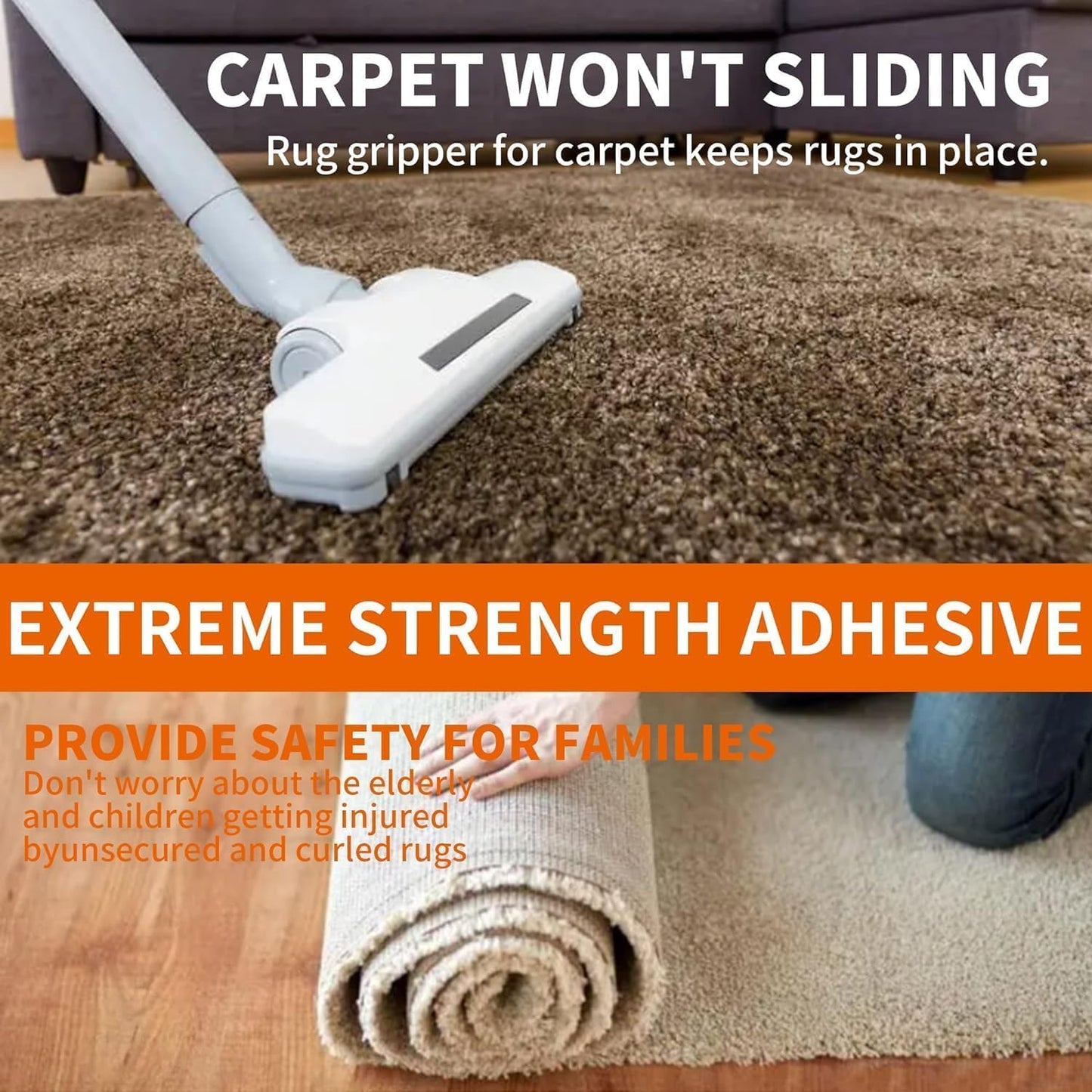 TAPEBEAR Carpet Tape Double Sided 4Inch x 30Yards, Heavy Duty Rug Gripper Anti Slip Anti Curling