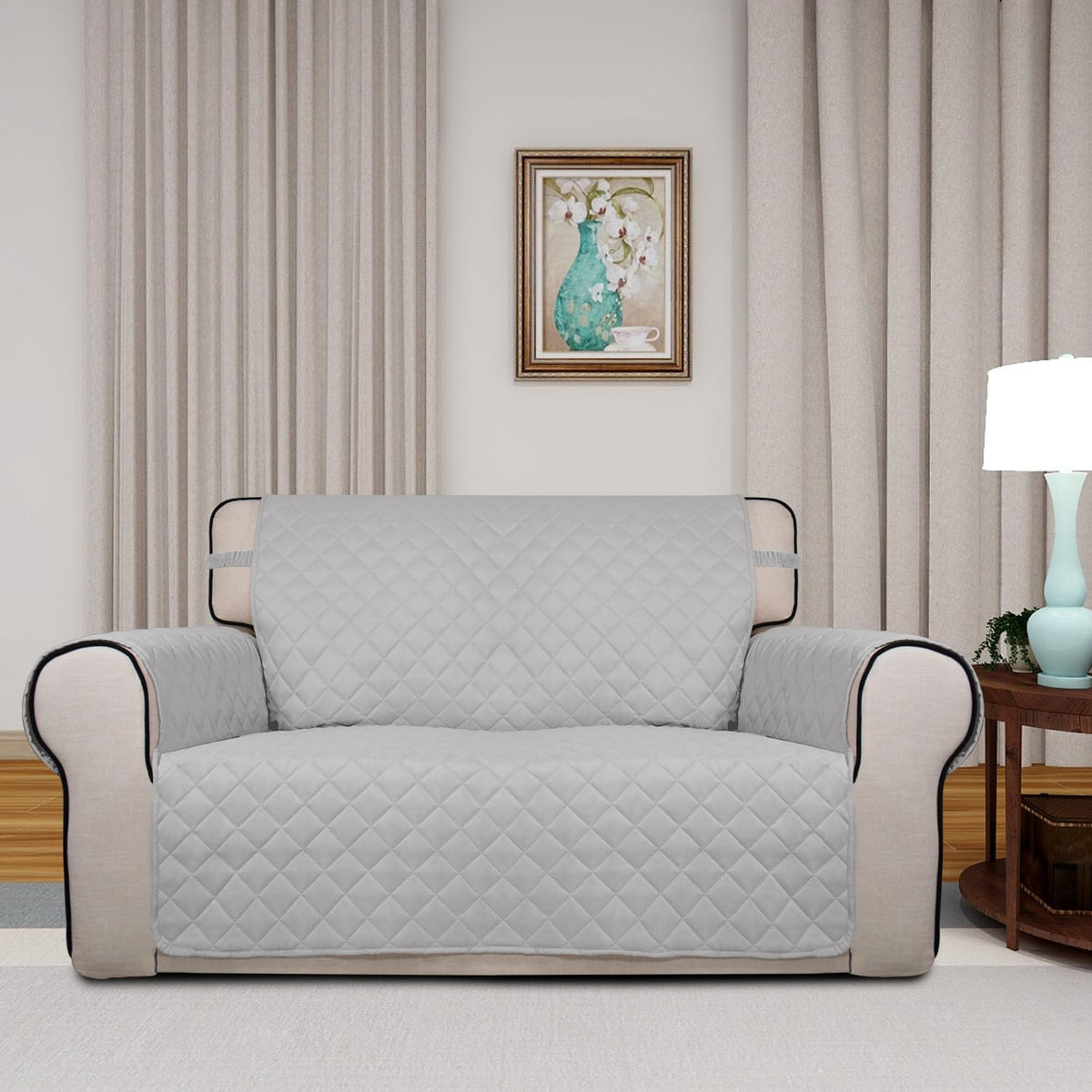 PureFit Reversible Quilted Sofa Cover, Water Resistant Slipcover Furniture Protector, Washable