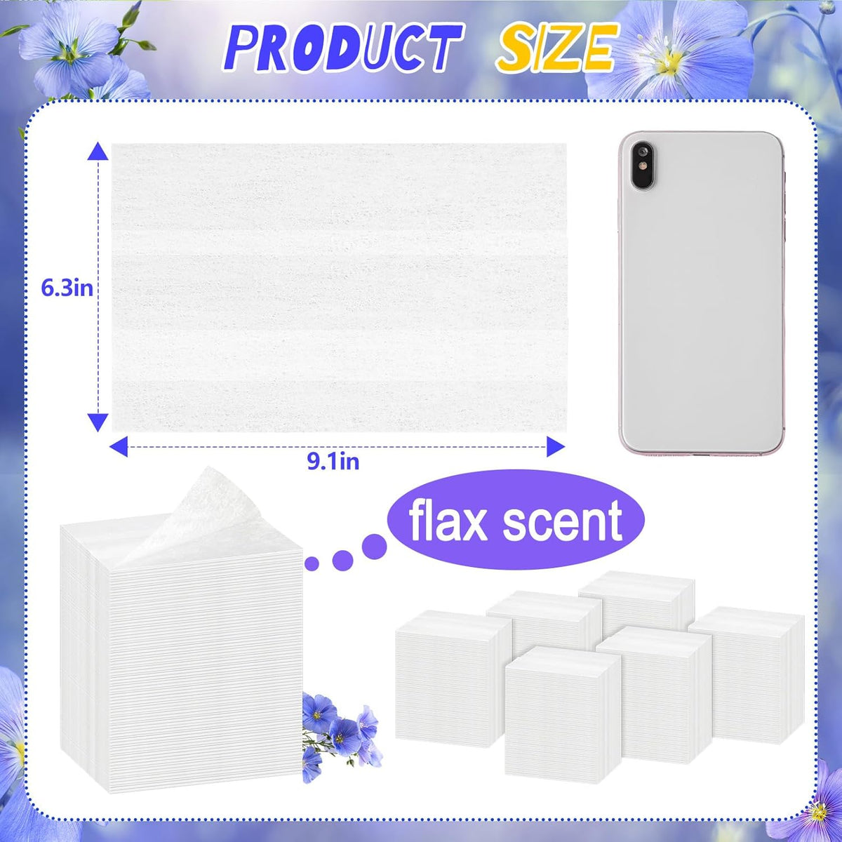 600 Count Flax Scent Dryer Sheets Fabric Softener Fresh Scent Dryer Sheets Bulk Naturally Softens