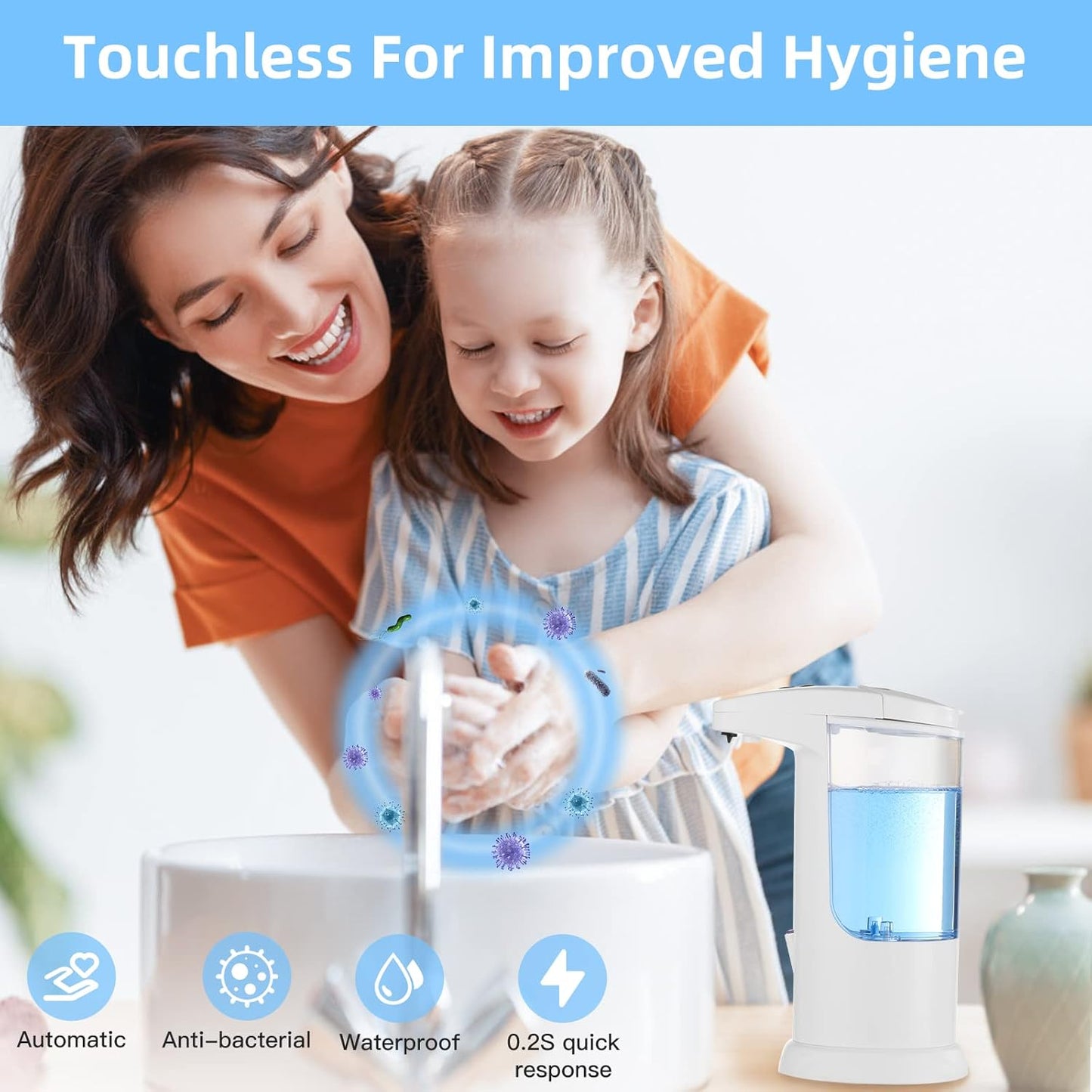 Automatic Soap Dispenser 400ml/13.5oz,Clear High Capacity Touchless with Infrared Sensor,HandsFree