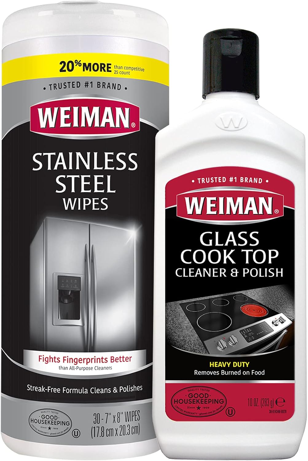 Weiman Heavy Duty Cooktop Polish & Stainless Steel Wipes - Powerful Appliance Kitchen Cleaning Kit