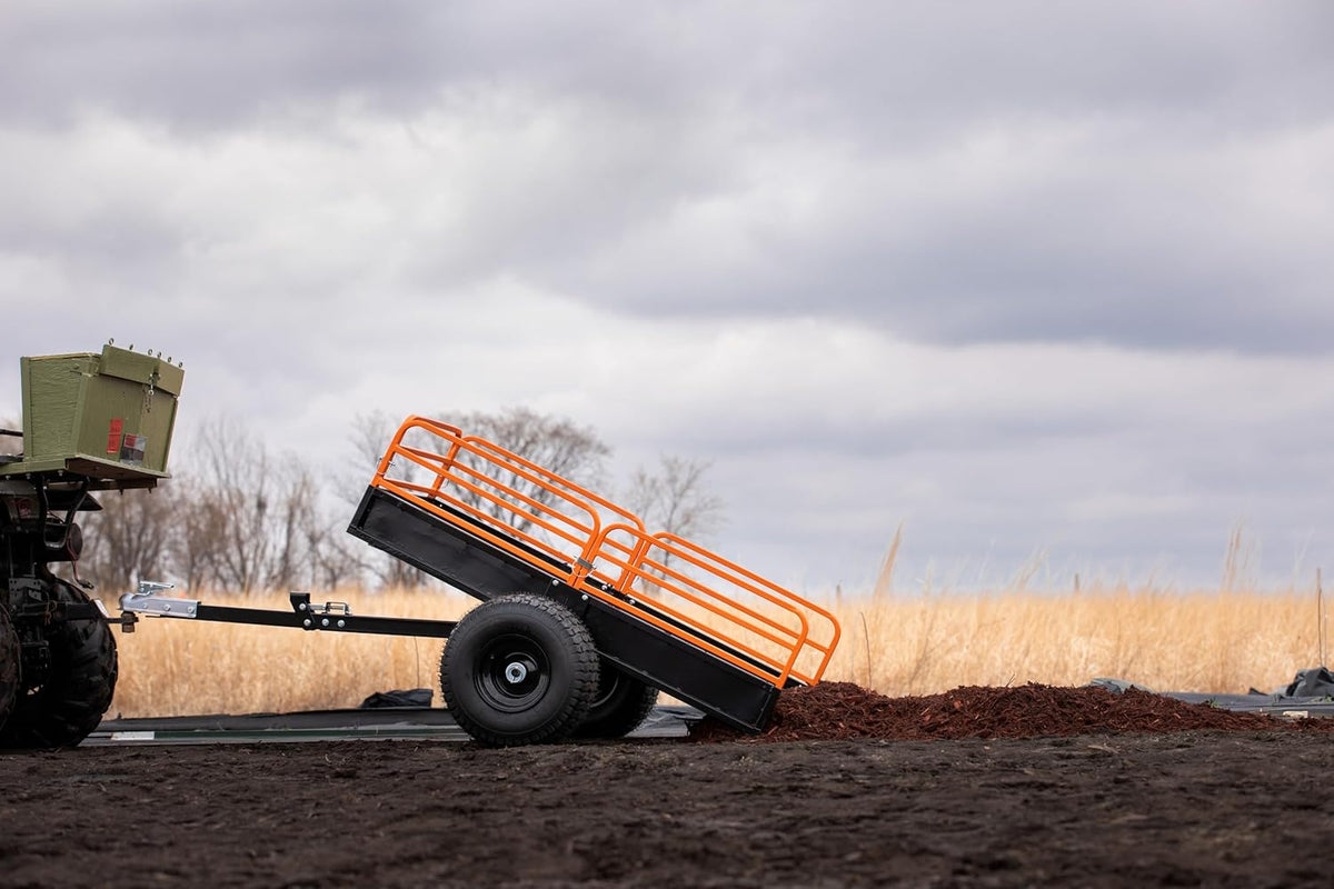 Impact IMPLEMENTS® 1500lb HD Agricultural Trailer with Solid Floor & Sides. Rugged Tires and Solid