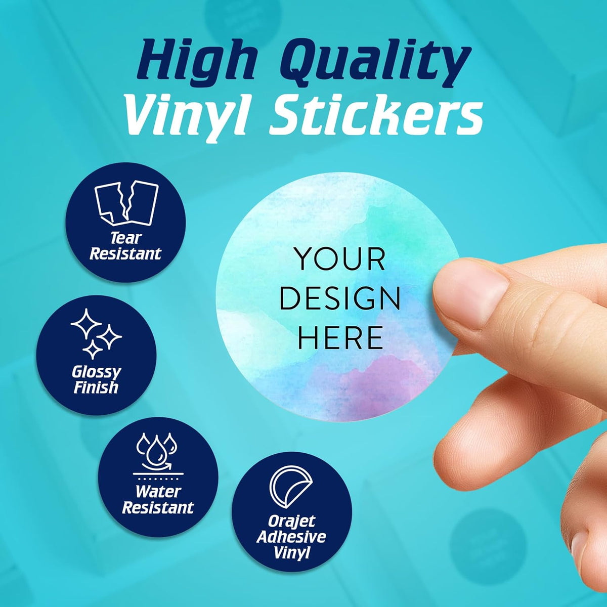 100 Custom Vinyl Stickers - Upload Your own Image, Text, Design, Logo - Personalized Logo Labels