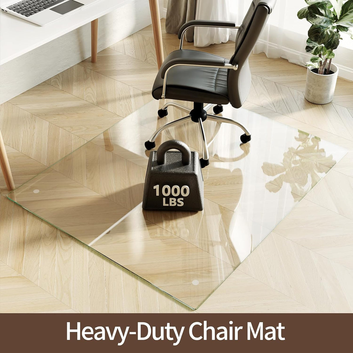 Koonmi Tempered Glass Chair Mat 46"x55" - Premium Office Chair Mat for Hardwood Floors & Low-Pile