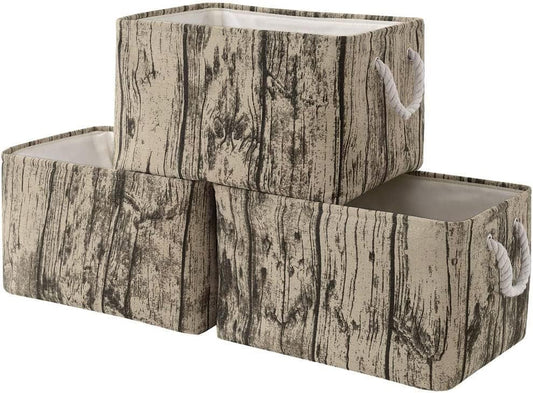 TcaFmac Fabric Storage Basket, Decorative Canvas Storage Bins Baskets for Gifts Empty Tree Stump