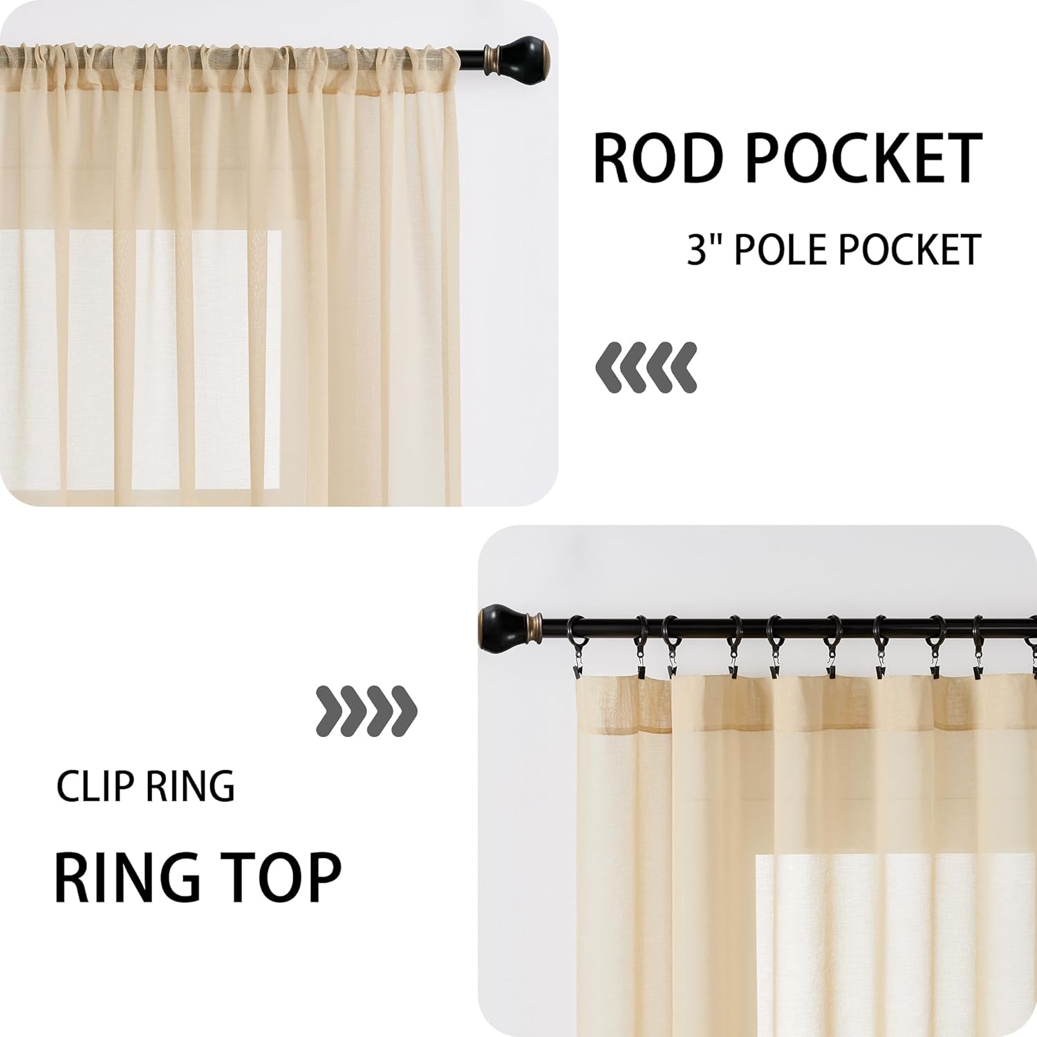 Tollpiz Small Sheer Curtain Linen Textured Curtain Sheers Doorway Light Filtering Voile French Door
