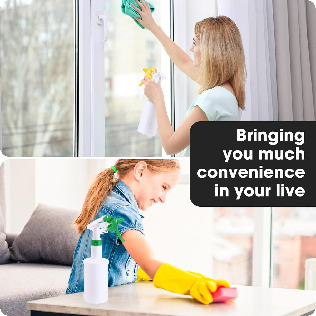 Eccliy 12 Pcs 16 Oz Plastic Spray Bottle, Adjustable Empty Reusable Sprayer for Cleaning, Planting