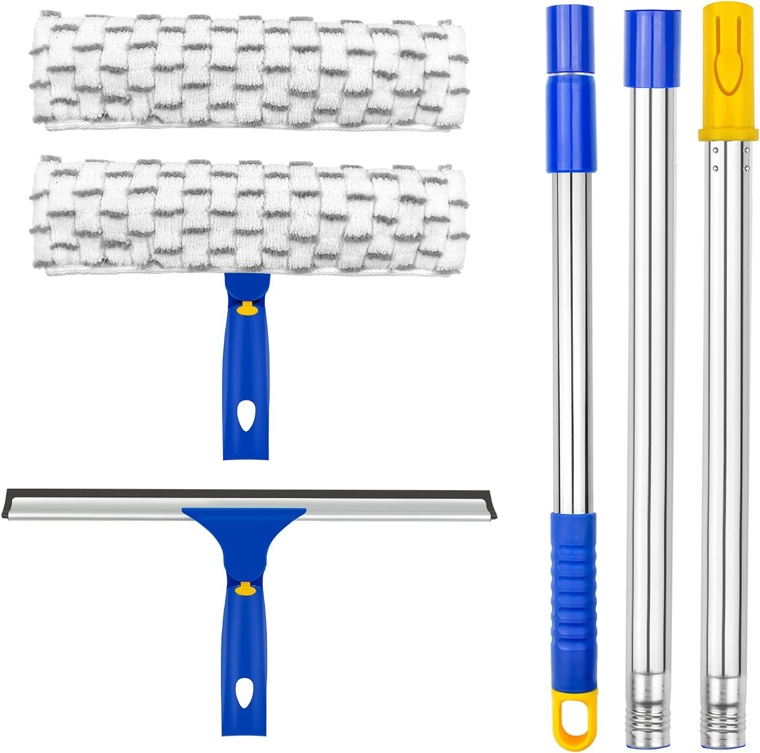 ITTAHO Squeegee for Window Cleaning,12" Squeegee and 11" Microfiber Scrubber Combi with Stainless