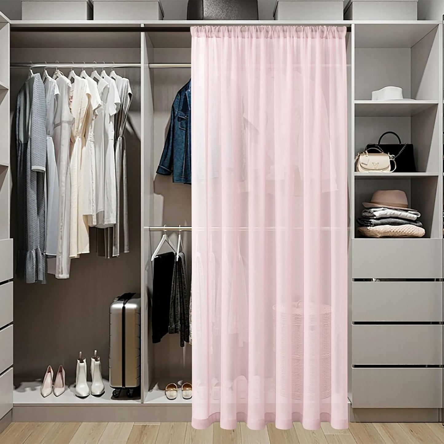 Tollpiz Small Sheer Linen Textured Curtain Sheers Doorway Light Filtering Voile French Door Rod