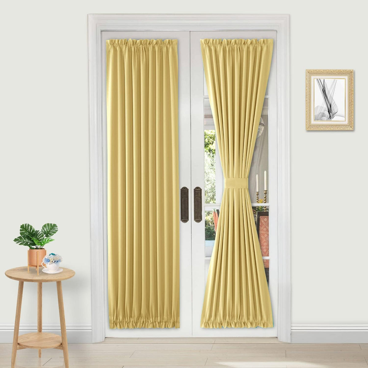 DWCN French Door Curtains – Rod Pocket Thermal Blackout Curtain for Doors with Glass Window