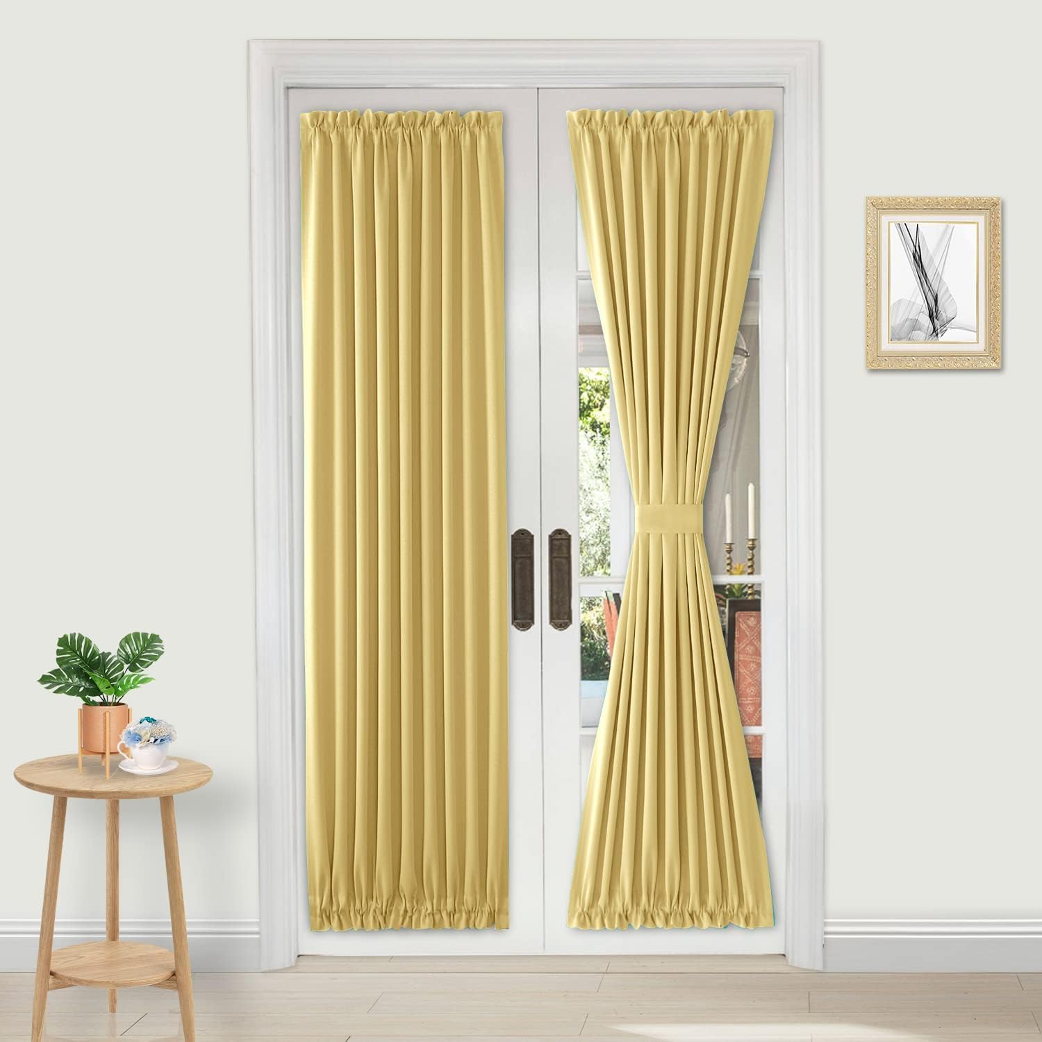 DWCN French Door Curtains – Rod Pocket Thermal Blackout Curtain for Doors with Glass Window