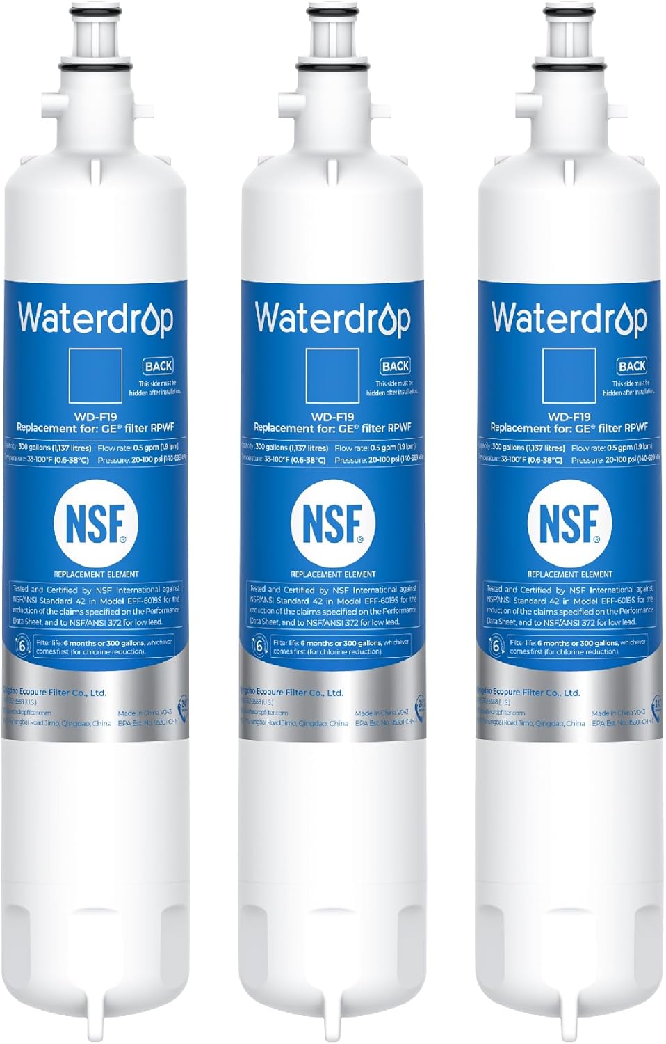 Waterdrop RPWF Refrigerator Water Filter (NOT RPWFE), Replacement for GE® RPWF, DWF-36, R-3600