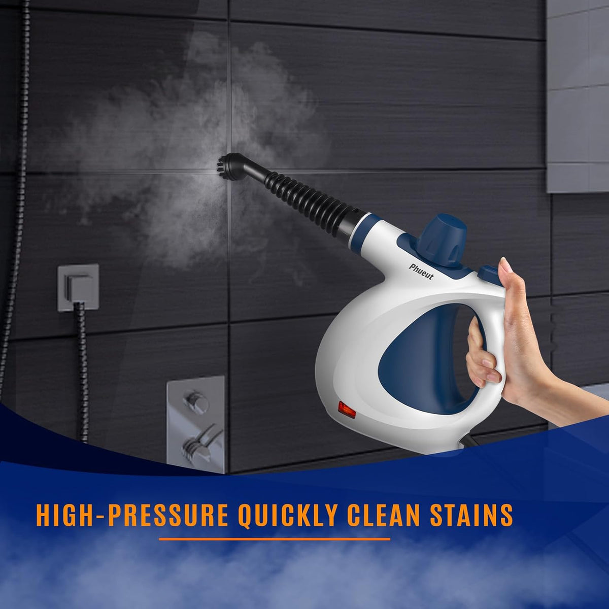 Pressurized Handheld Multi-Surface Natural Steam Cleaner with 12 pcs Accessories, Multi-Purpose