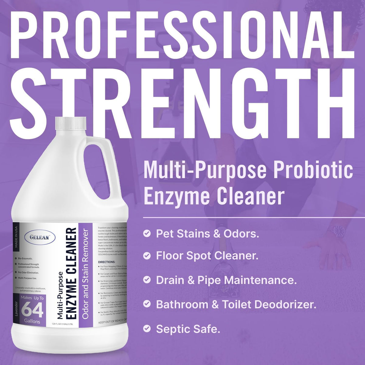 Multi-Purpose Probiotic Enzyme Cleaner, Made in USA - Pet Stain and Odor Remover - Concentrated