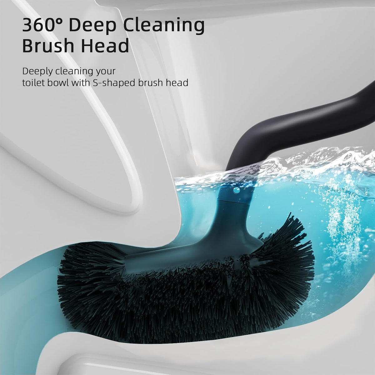 HAMITOR Toilet Bowl Brush Holder Set: Bathroom Deep Cleaning Toilet Cleaner Scrubber Under Rim with
