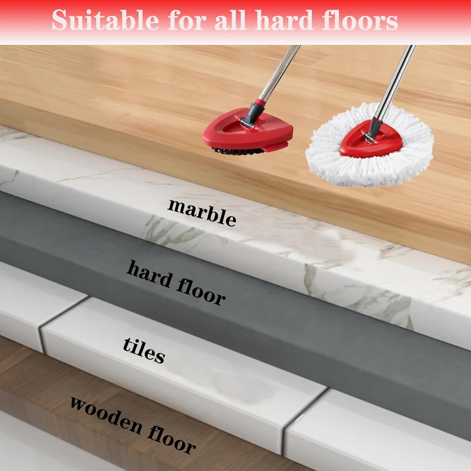 Spin Mop Replacement Head Mop Replace Head Compatible with O Cedar EasyWring Spin Mop - 4 O-Ceda