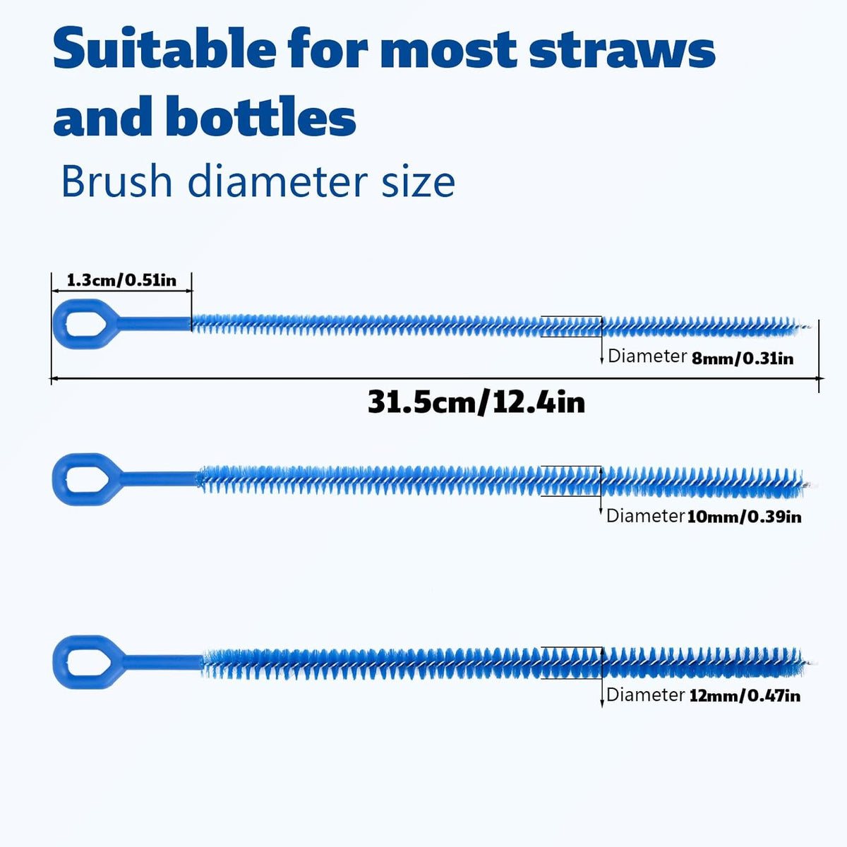 4pcs Straw Cleaner Brushes for Stanley, 12.4in Extra Long Full Bristles Replacement Coverage