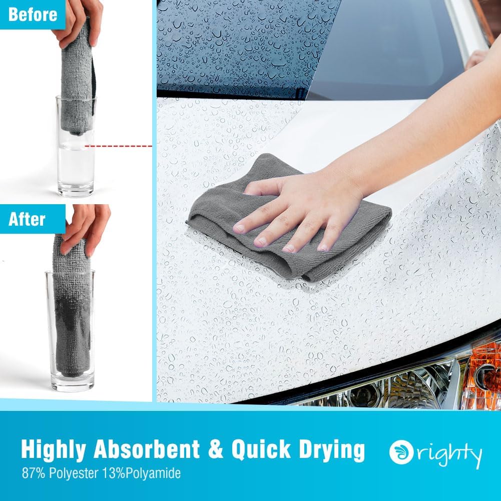 Orighty Microfiber Cleaning Cloth, 12 Pack Microfiber Towels for Cars, Highly Absorbent Car