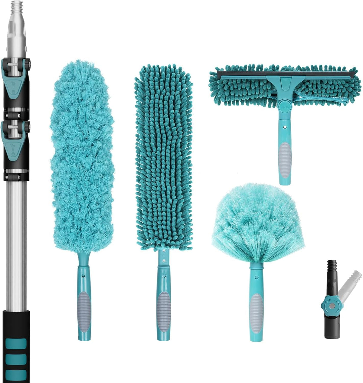 20 Foot High Reach Duster Kit with 5-12FT Extension Pole High Ceiling Dusting and Window Cleaning