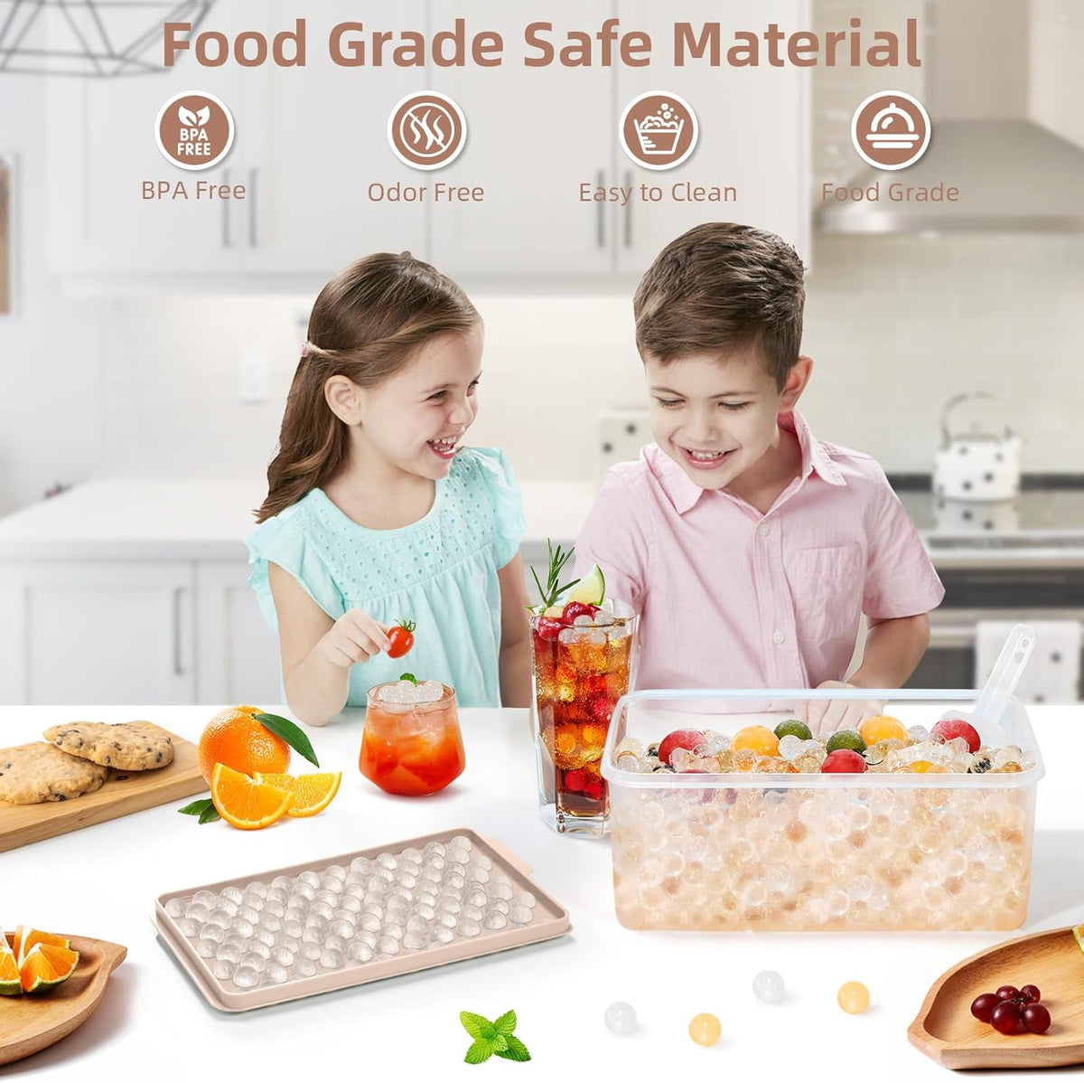 WIBIMEN Mini Ice Cube Trays, Small Tiny Round Pebble Crushed Nugget Ice Trays for Freezer with Lid