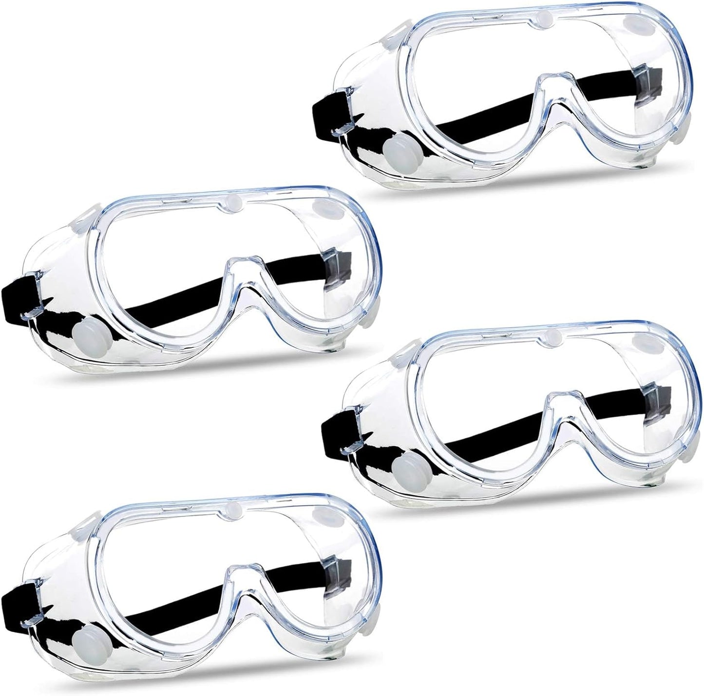 Super More 4PCS Anti-Fog Protective Safety Goggles Clear Lens Wide-Vision Adjustable Chemical