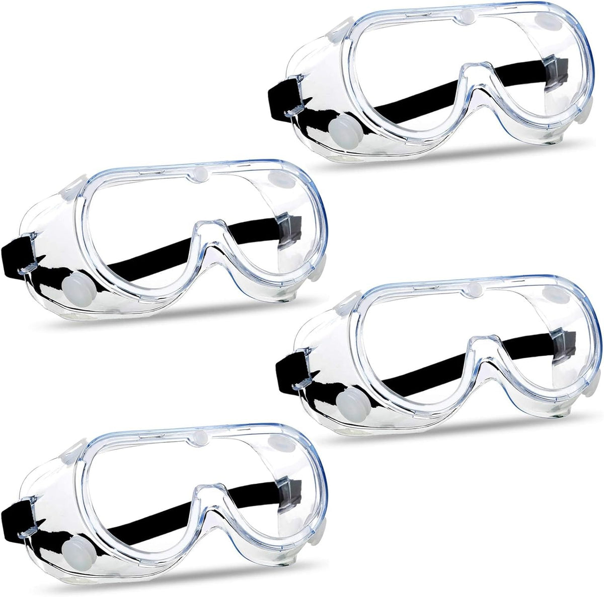Super More 4PCS Anti-Fog Protective Safety Goggles Clear Lens Wide-Vision Adjustable Chemical