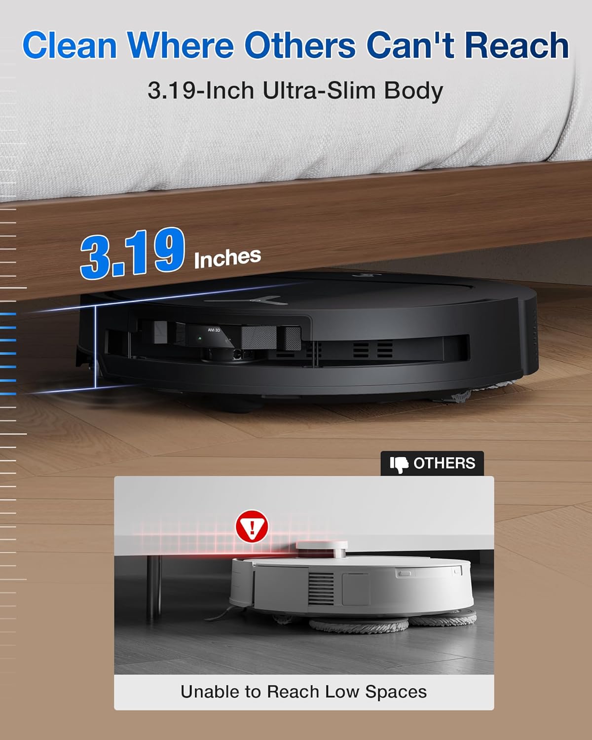 ECOVACS DEEBOT T50 PRO Omni Robot Vacuum and Mop, 3.19” Ultra-Slim, 15,000Pa Suction, ZeroTangle