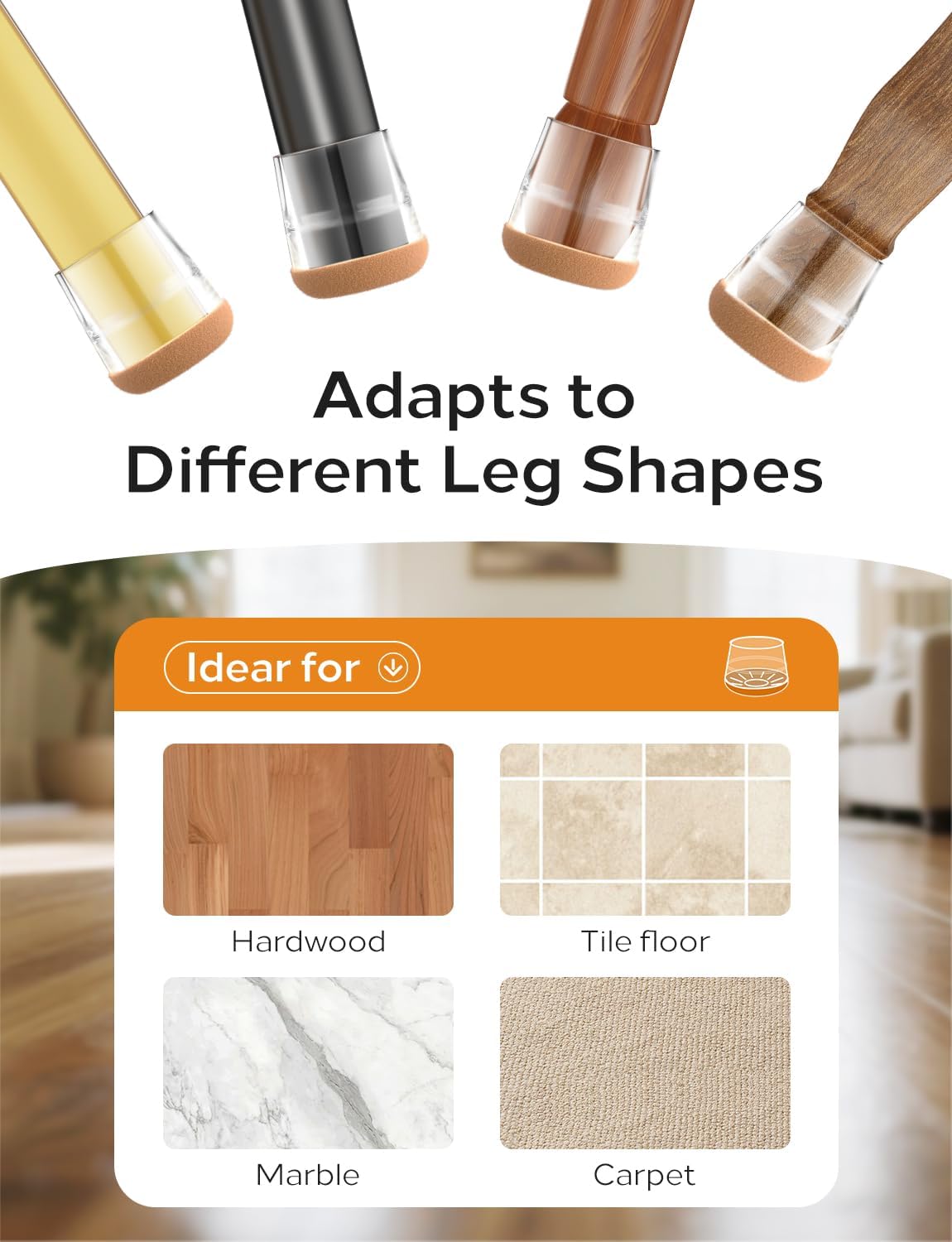 24-Pack Silicone Chair Leg Floor Protectors for Hardwood Floors -Felt Furniture Pads, Rubber Chair