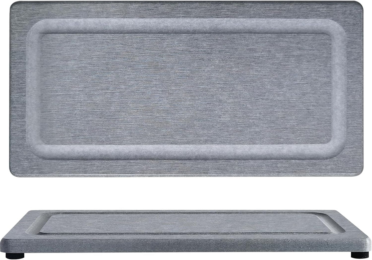 2 PCS Water Absorbing Stone Trays for Bathroom Sink & Kitchen Counter, Fast-Drying Diatomite Sink