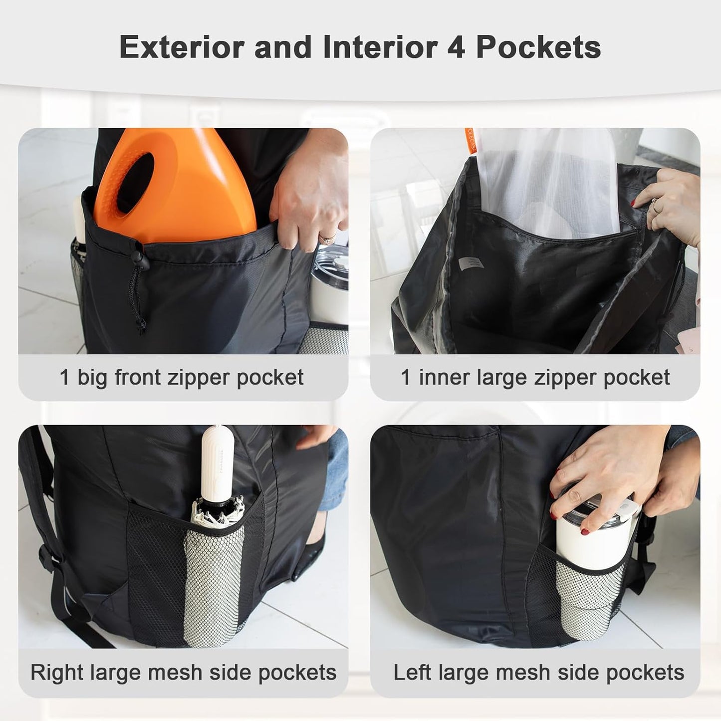 Polecasa Extra Heavy Duty Large Backpack Laundry Bag with Comfortable Padded Shoulder Straps & 4
