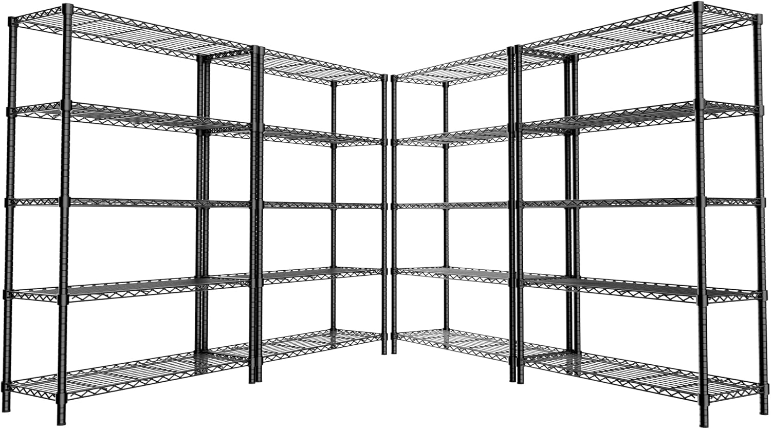 Storage Shelves, 4 PCS 48" L x 20" W x 72" H Heavy Duty Garage Wire Shelving Unit Loads 2000LBS