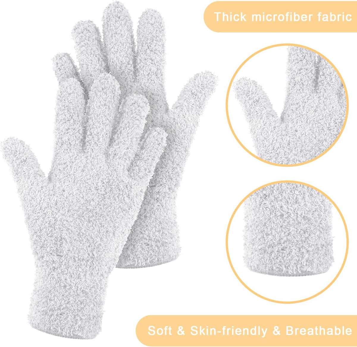 Bencailor 4 Pairs Microfiber Dusting Gloves Washable Reusable Cleaning Gloves Mittens for Plants