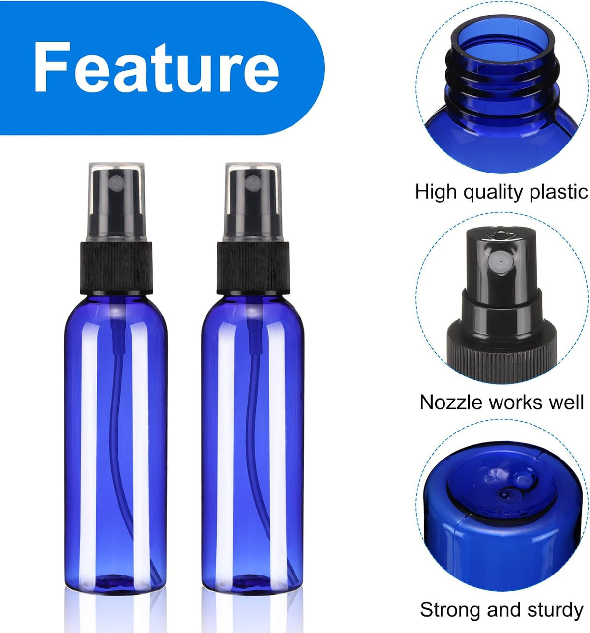 uxcell 100 Pack Spray Bottles, 2 Oz/60ML Reusable Clear Empty Mist Plastic Mini Travel Bottle