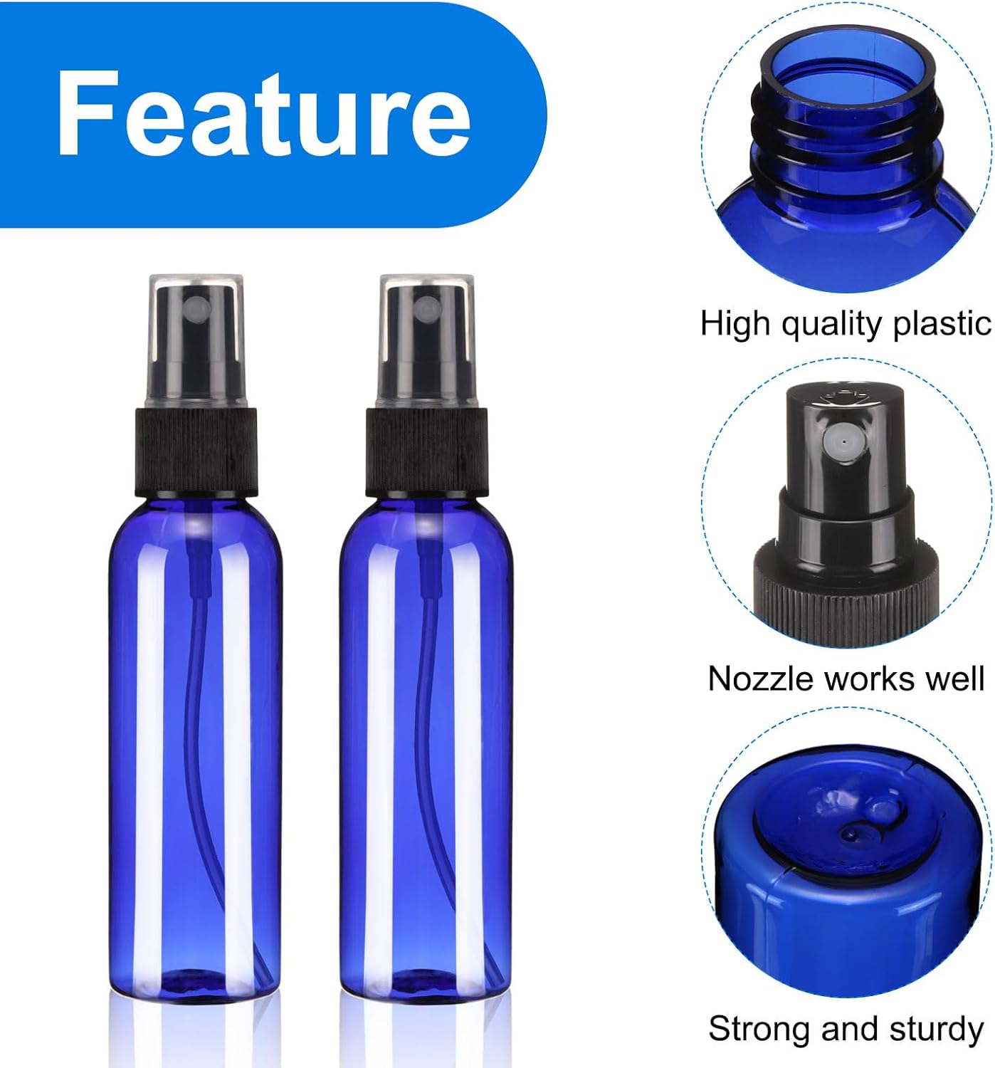 uxcell 100 Pack Spray Bottles, 2 Oz/60ML Reusable Clear Empty Mist Plastic Mini Travel Bottle