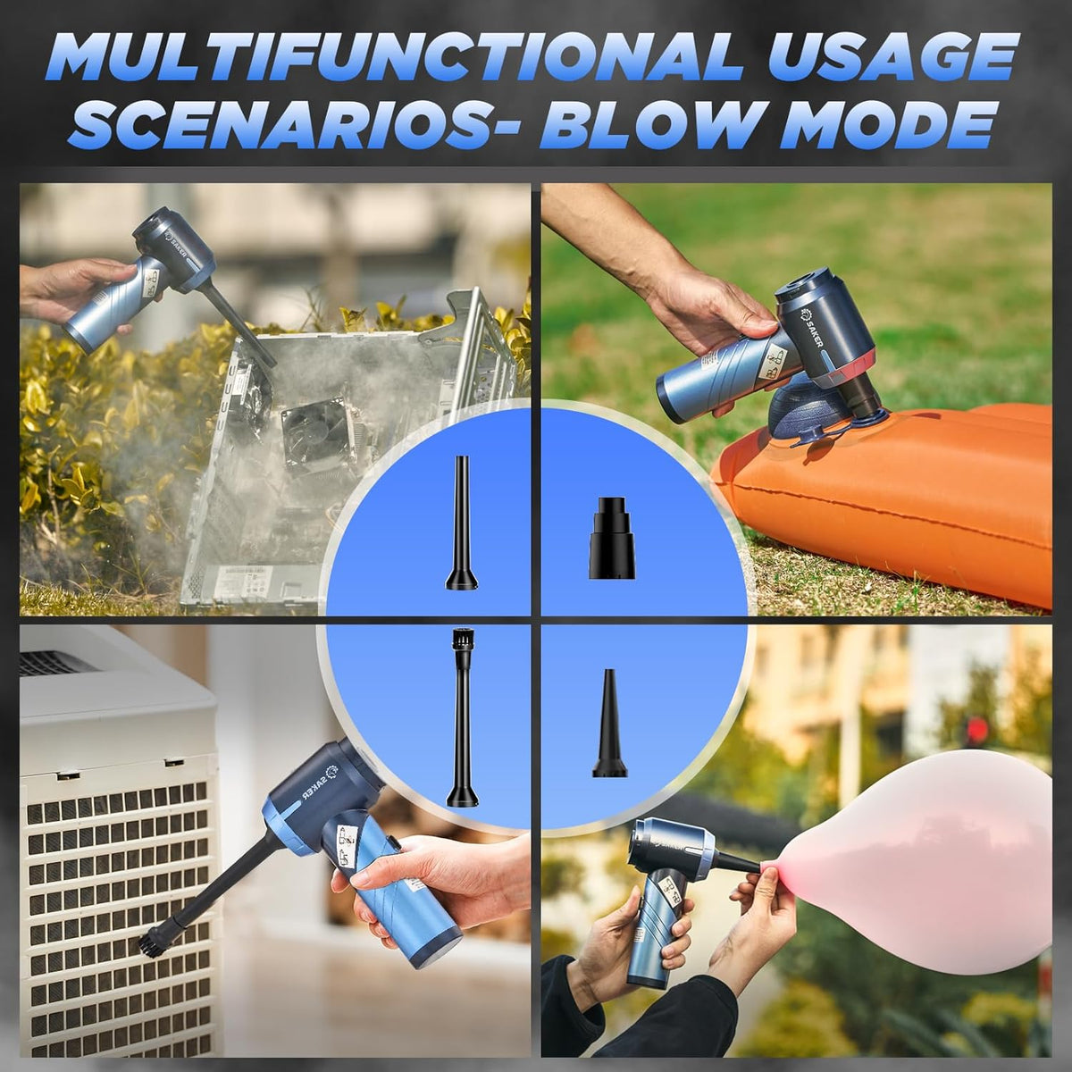 Saker Portable Car Vacuum Cleaner Cordless High Power 17000PA 3 in 1 Foldable Handheld Vacuum