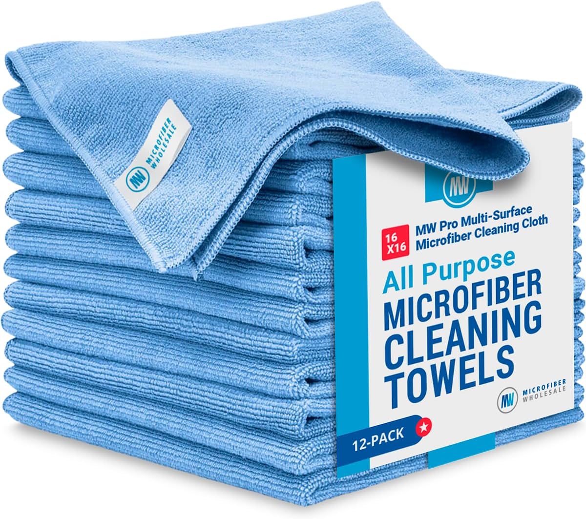 MW Pro Multi-Surface Microfiber Towel – 12 Pack | Premium Cleaning Cloth | Clean, Buff, Dust