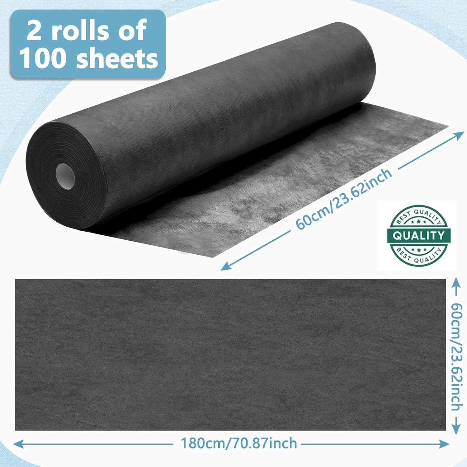 Tudomro 2 Roll Disposable Non Woven Bed Sheets 24 x 71 Inch Massage Table Paper Covers Non Woven