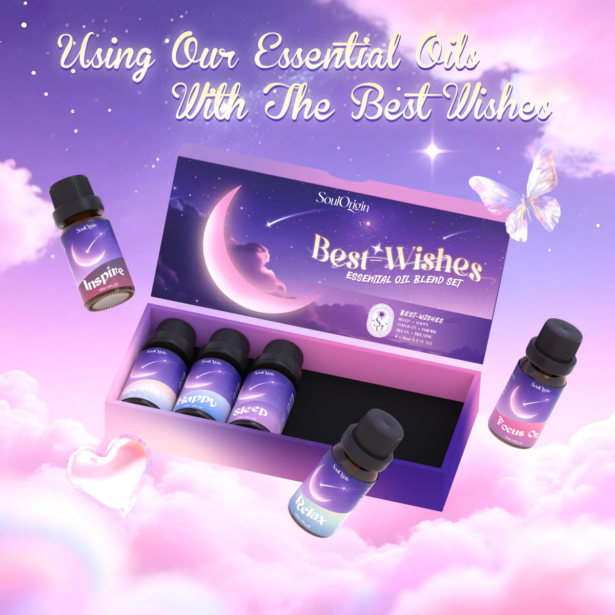 Essential Oil Blends, Essential Oils for Diffusers for Home, Best-Wishes Kit Scent Diffuser Oil