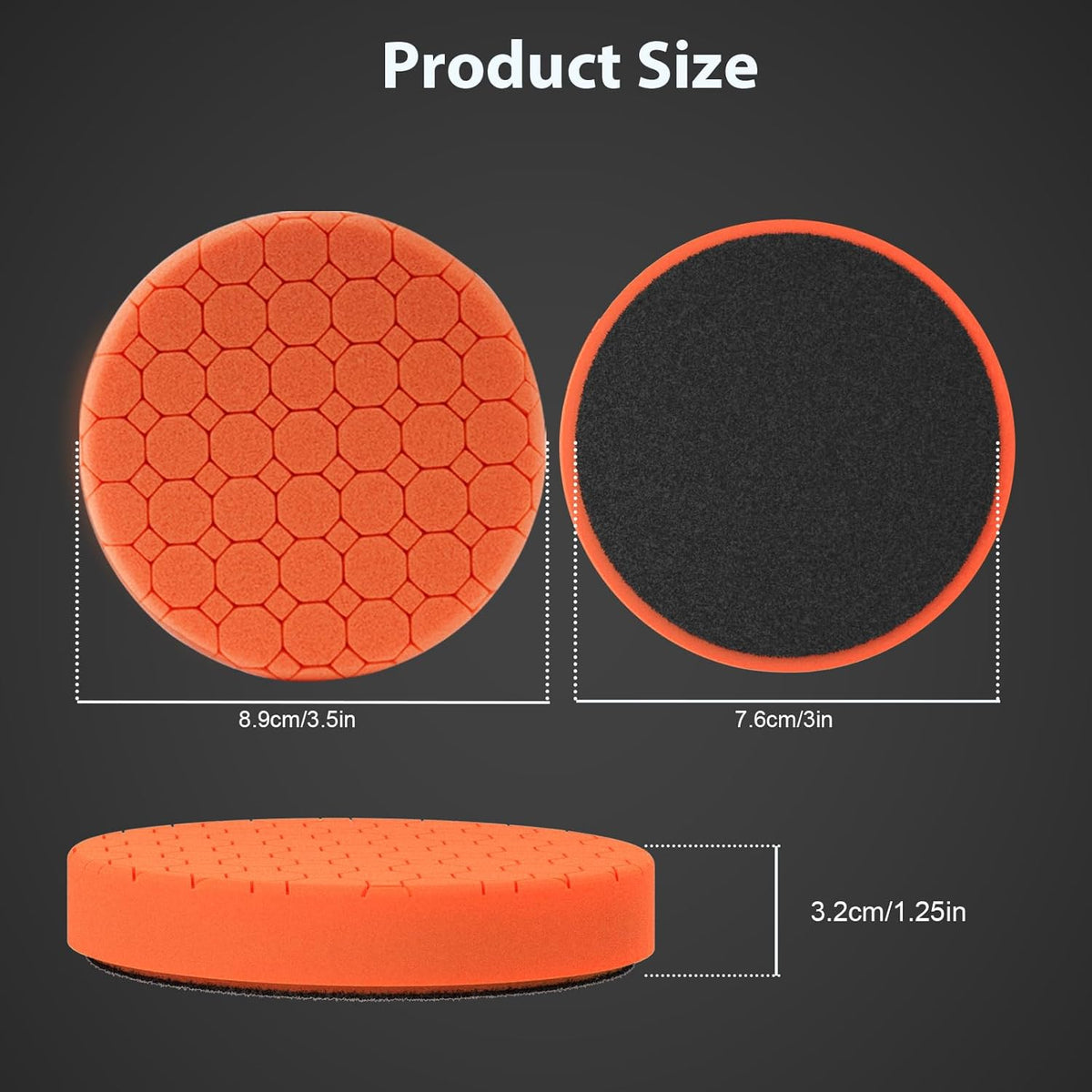 Buffing Polishing Pads, 5Pack 3.5 Inch Face for 3 Inch Backing Plate Compound Buffing Sponge Pads