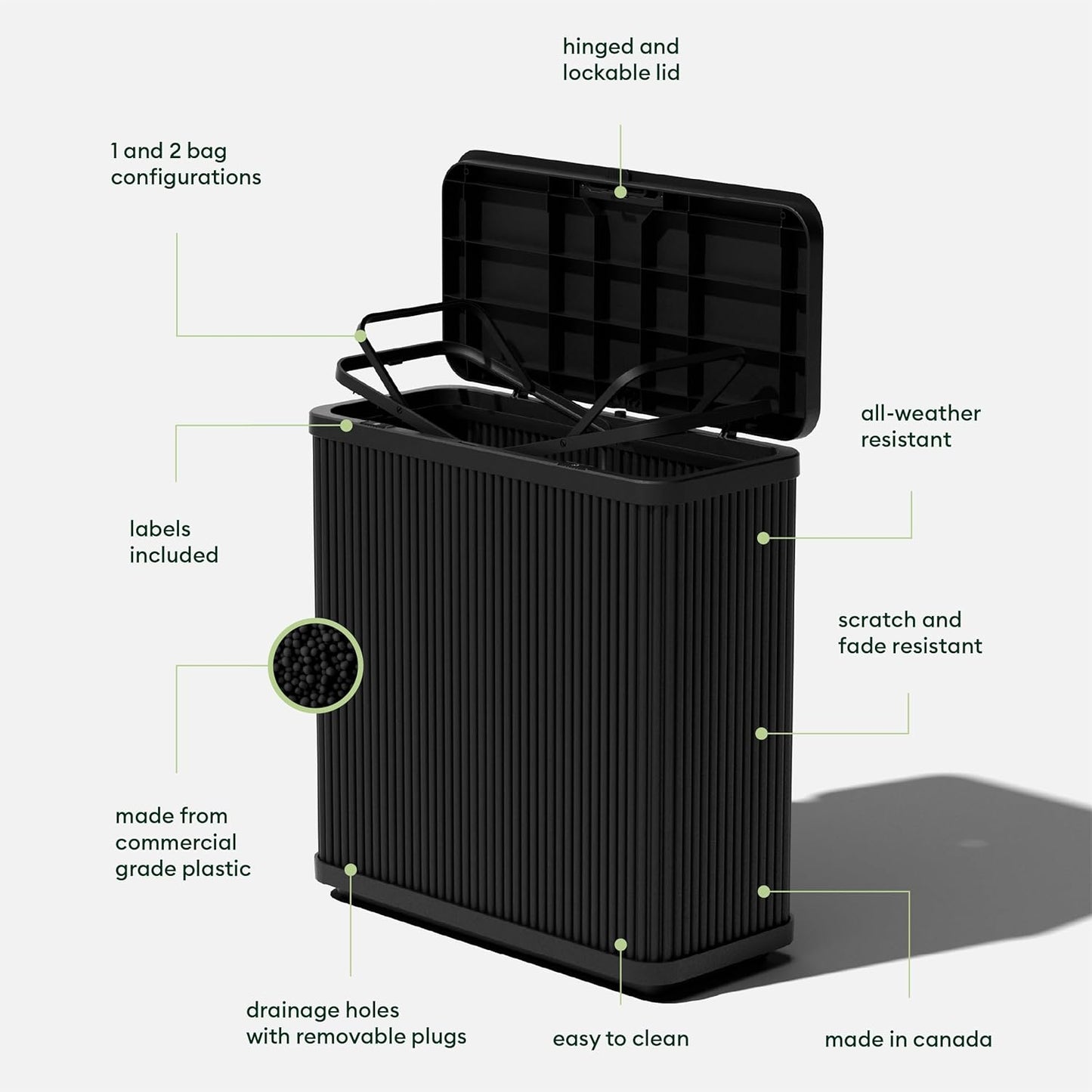 Veradek Tambour Series Outdoor Trash Can with Lid – All-Weather Waste Bin for Patio, Pool, BBQs &