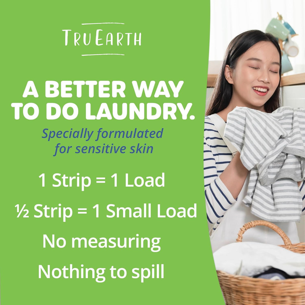 Tru Earth Compact Dry Laundry Detergent Sheets, Unscented - Up to 768 Loads (384 Count)